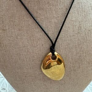 Bold Sculpture Gold and Black Cord Necklace